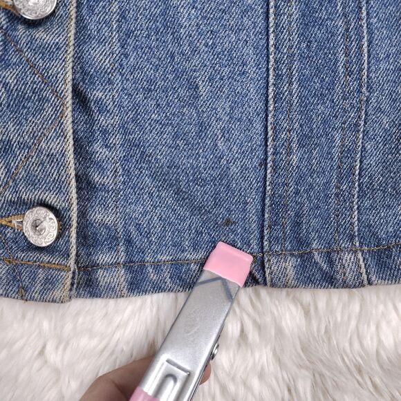 Vintage 80s-90s Denim Embellished Threads On Threads Vest 100% Cotton Sz M/L - Picture 6 of 12